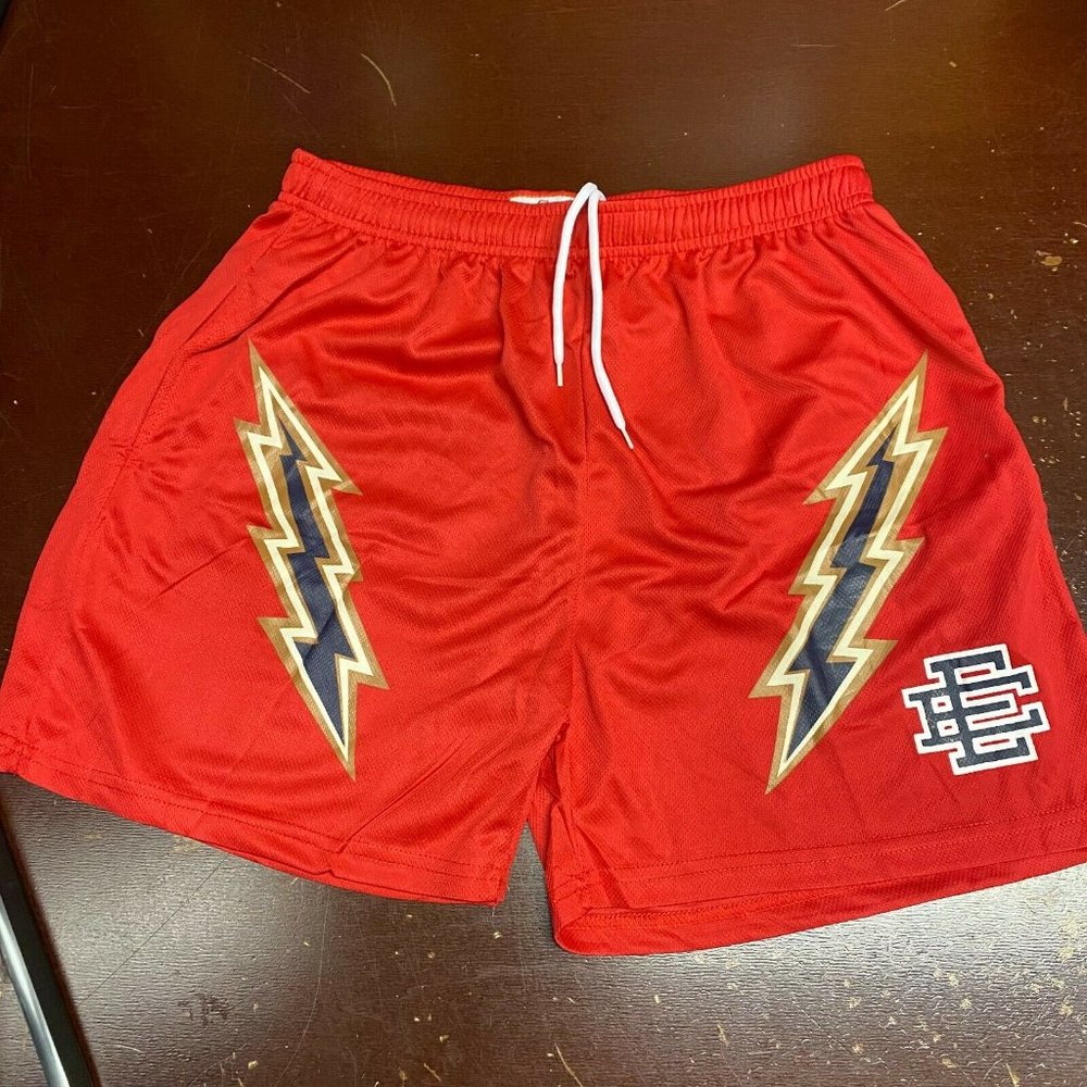 Eric Emanuel Mens Red EE Drawstring Comfort Pull On Athletic Shorts Size XXL